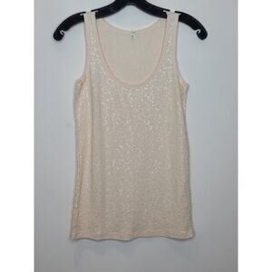 J Crew ivory cream scoop neck sequined tank top - XXS